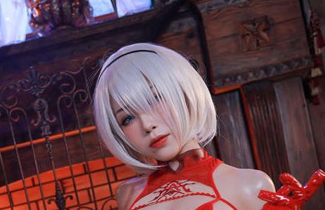 火辣红色圣诞系!水淼aqua小姐姐cos《2b圣诞服》惊喜大放送!插图2 火辣红色圣诞系!水淼aqua小姐姐cos《2b圣诞服》惊喜大放送!