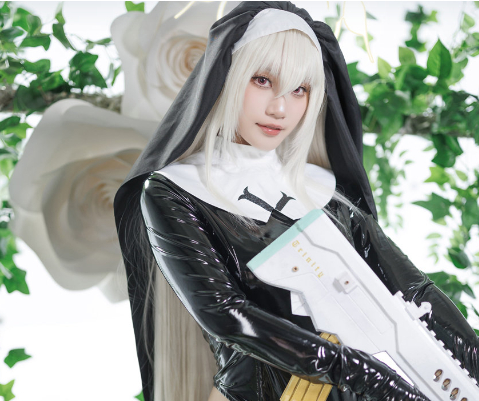 Cien恩恩小姐姐的《歌住樱子》cosplay,修女服+大枪,酷炫又迷人!插图1 Cien恩恩小姐姐的《歌住樱子》cosplay,修女服+大枪,酷炫又迷人!