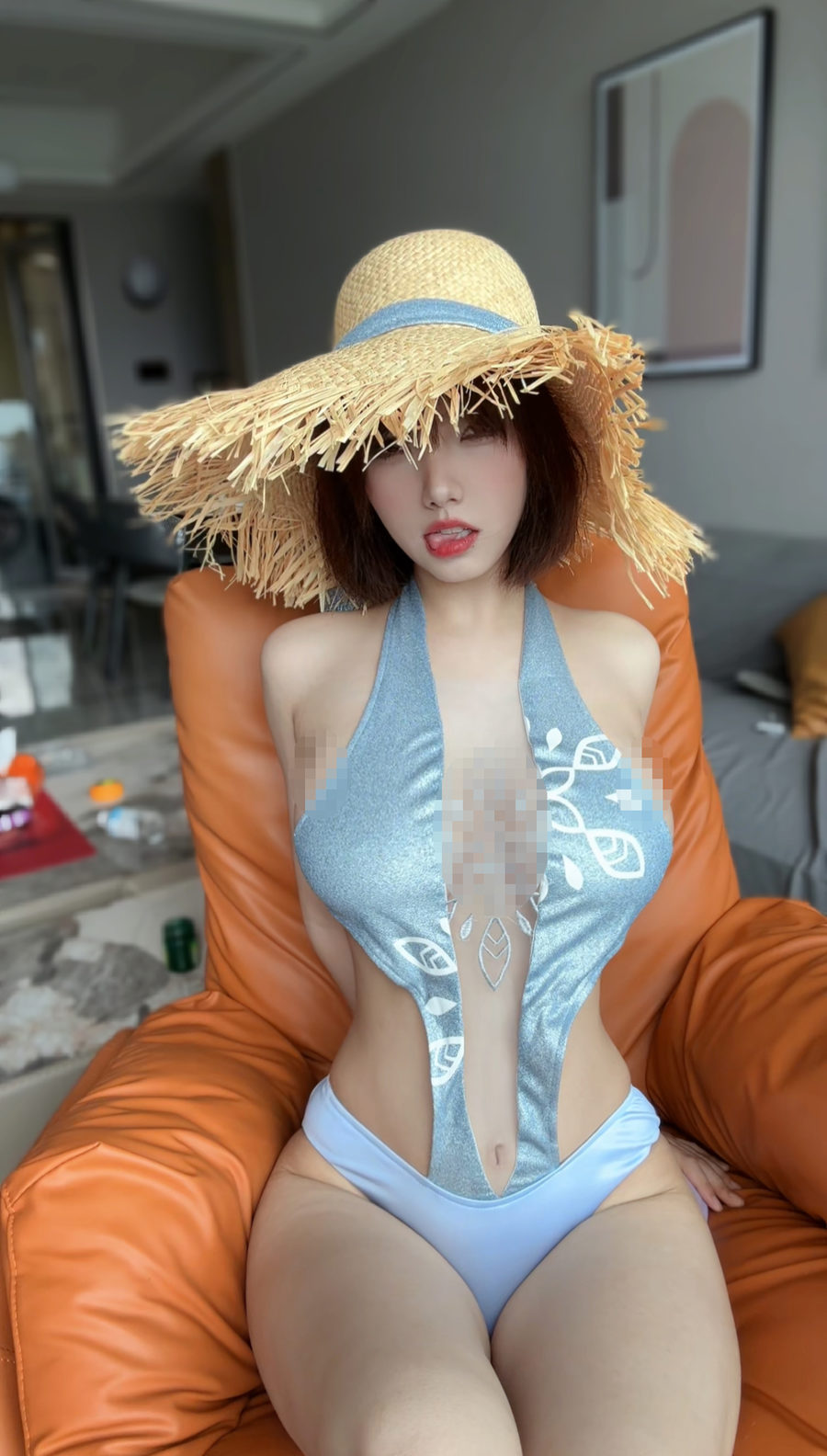 琳铛微密美图 - 蓝色印花比基尼