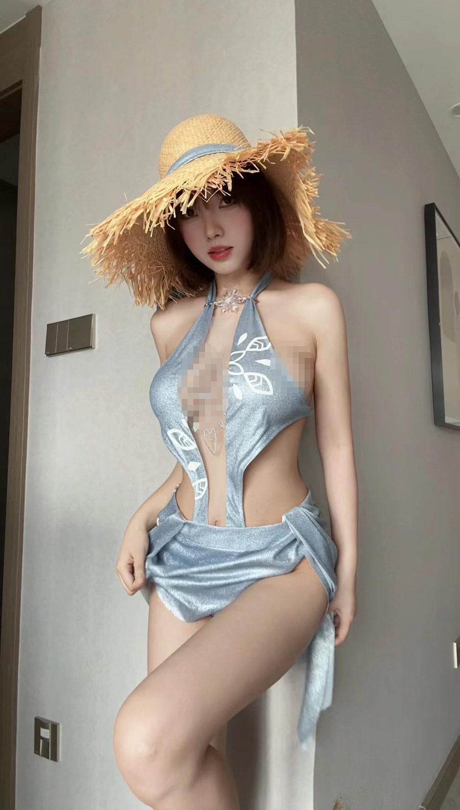 琳铛微密美图 - 蓝色印花比基尼