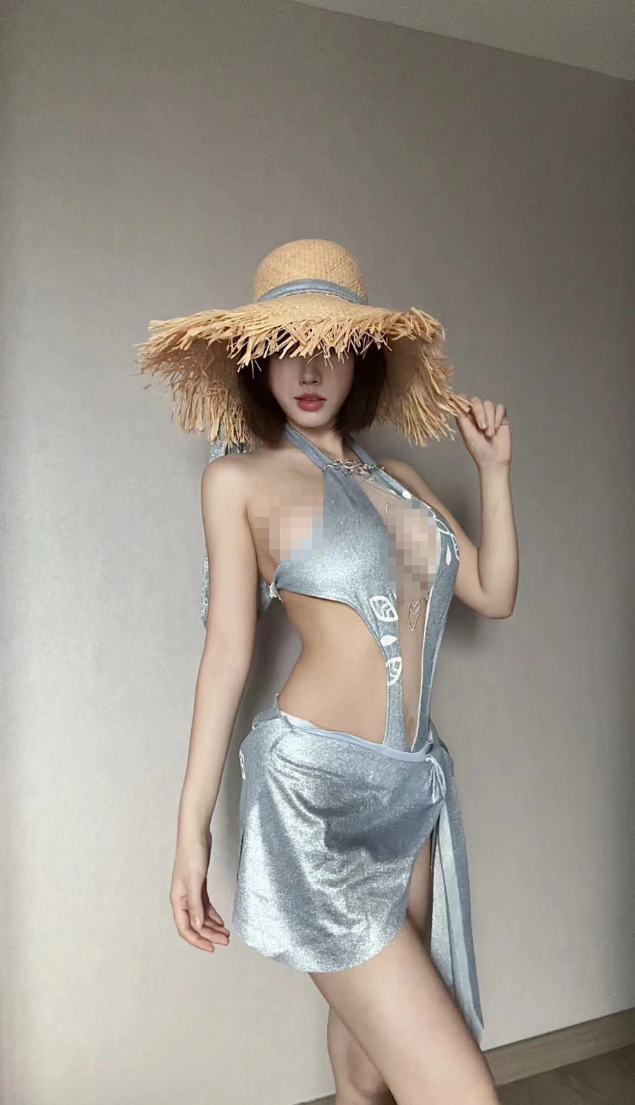 琳铛微密美图 - 蓝色印花比基尼