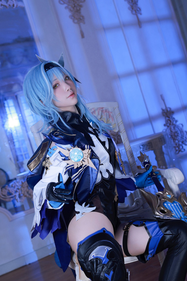 水淼aqua在《原神》cos“浪花骑士”优菈[水淼aquaCOS合集]