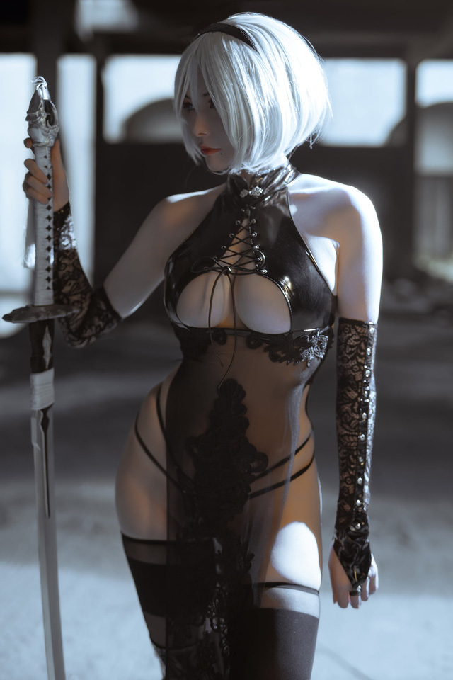 秋和柯基 2B 同人旗袍 cos | 秋和柯基 cos 尼尔机械纪元 2B