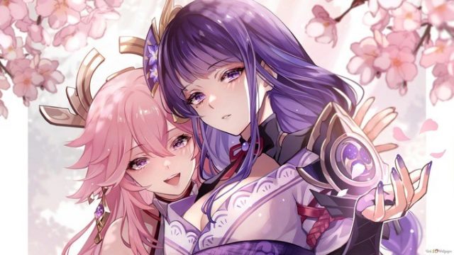 原神cosplay | coser桃景三酪&伊喵君_Nya化身雷电将军和八重神子