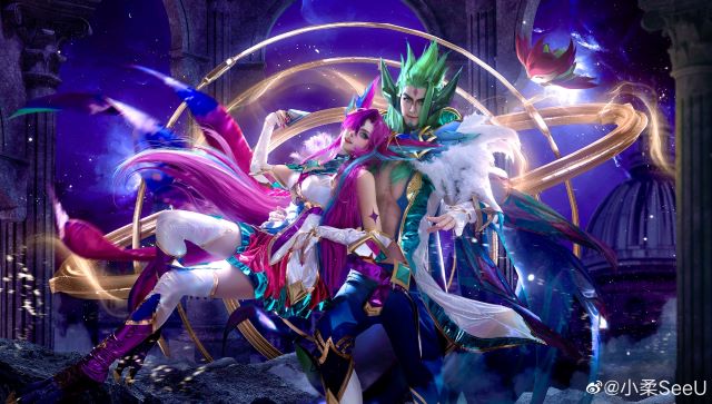 小柔SeeU和W小小白W在《英雄联盟》cos霞洛(Xayah-Rakan) 小柔SeeU和W小小白W在《英雄联盟》cos霞洛(Xayah-Rakan)