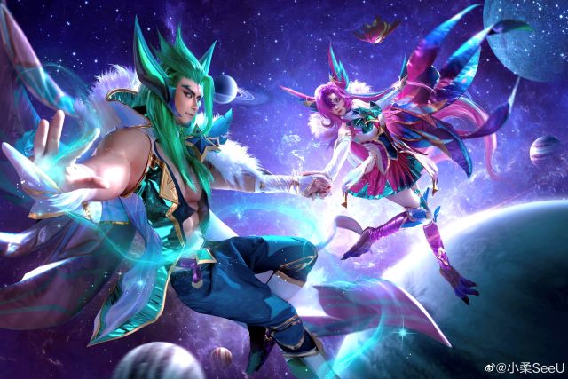 小柔SeeU和W小小白W在《英雄联盟》cos霞洛(Xayah-Rakan) 小柔SeeU和W小小白W在《英雄联盟》cos霞洛(Xayah-Rakan)