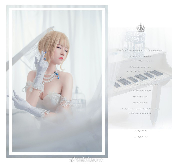 coser@淼唯Jaune在《Fate》化身婚纱版的“Saber Alter”阿尔托利亚