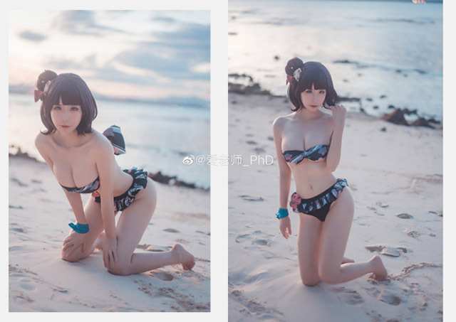 性感浮世绘美女：爱老师_PhD的“比基尼版”葛饰北斋cosplay