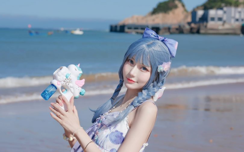 彩芸_Nebula cos作品 | 彩芸Nebula_连衣裙·渐变贝壳白紫cos [15P-77MB]