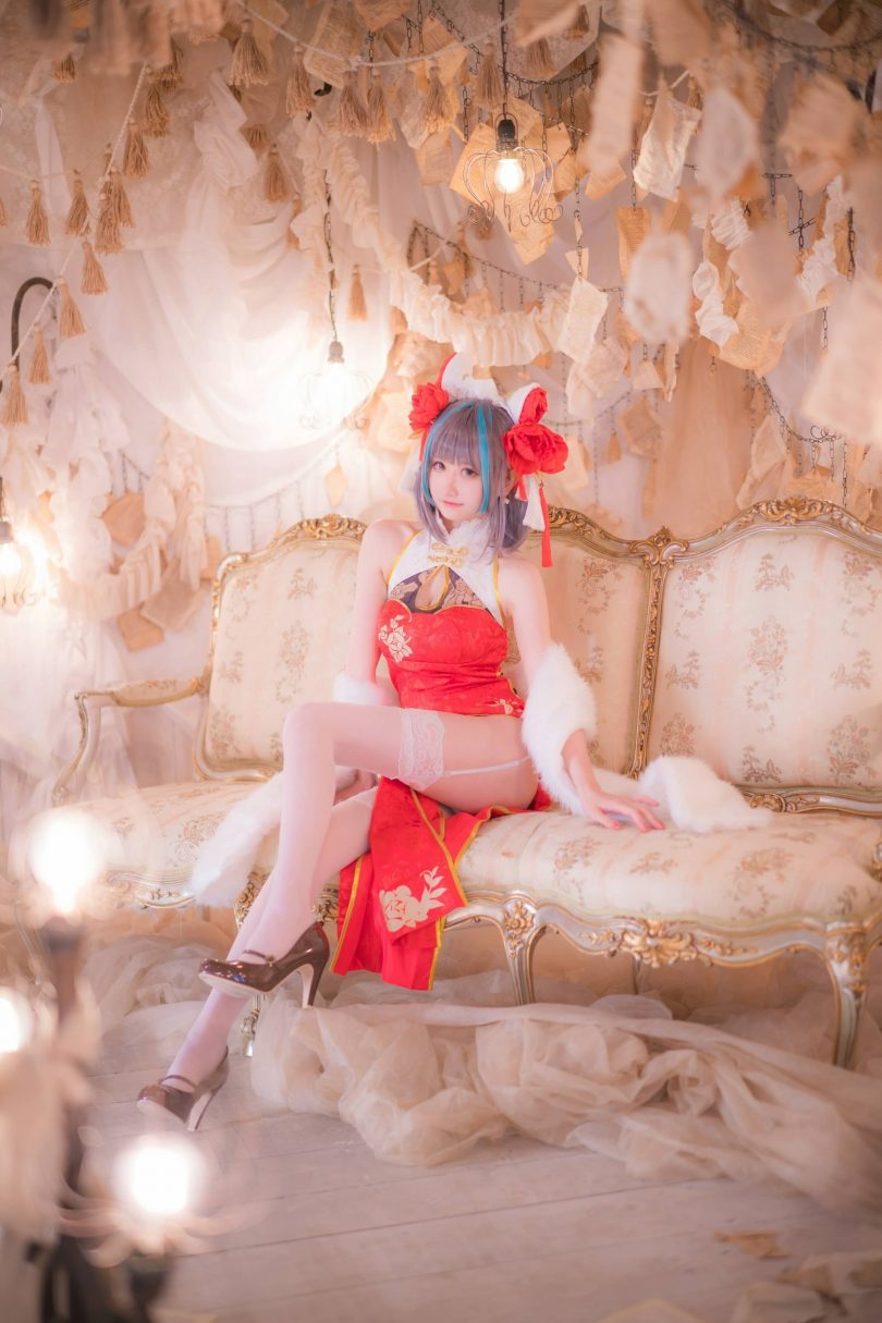 千阳(ちよ)cos柴郡 | 千阳快起床_碧蓝航线·柴郡旗袍cos [11P-18MB]