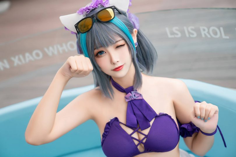 Momoko葵葵cos柴郡 | momoko葵葵_碧蓝航线·柴郡水着cos [40P1V-318MB]