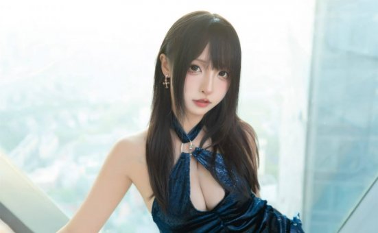 神楽坂真冬_蓝衣旗袍cos | 神楽坂真冬_蓝衣旗袍·黑透丝袜cos作品 [75P2V-241MB]